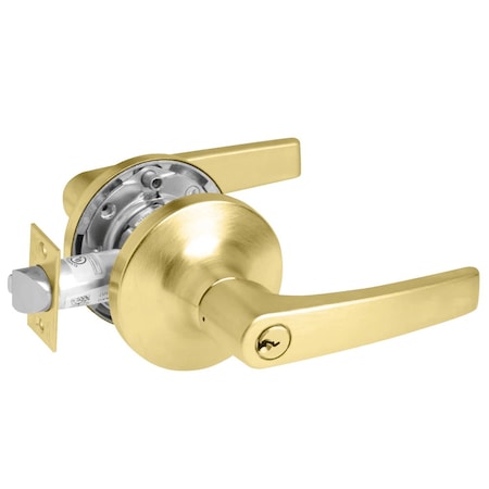 Yale Grade 1 Entry Cylindrical Lock, Monroe Lever, Conventional Cylinder, Satin Brass Finish, Non-handed MO5404LN 606
